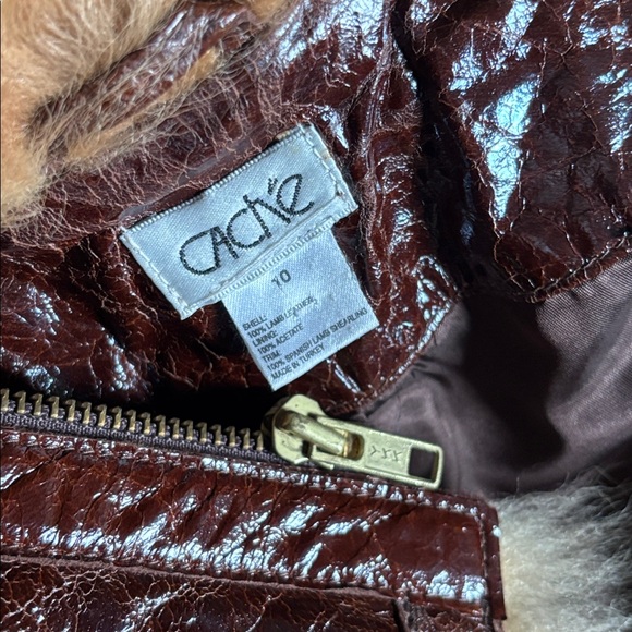 EUVC VTG Fur Collar Cuffs EMBOSSED CROC TEXTURED LAMB Zip LEATHER JACKET S M 6 8 - Picture 14 of 17